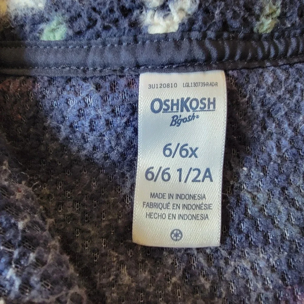 OshKosh B'gosh Fleece Pullover Quarter-zip Kids 6/6x Blue Pink Excellent 720